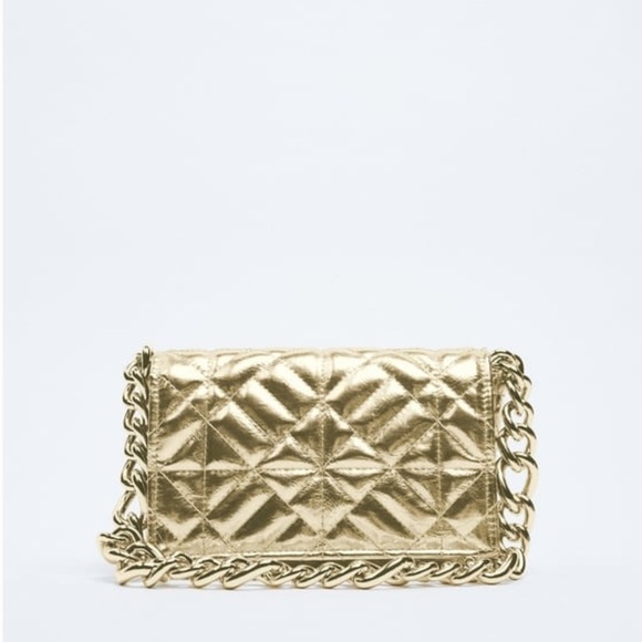 Zara Handbags - ZARA NWT CHAIN SHOULDER BAG CHAMPAGNE GOLD